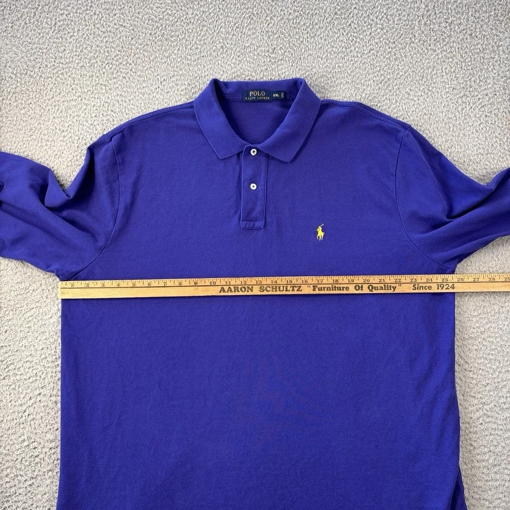 Polo Ralph Lauren Polo Shirt Mens 2XL Purple Yellow Pony Long Sleeve Cotton